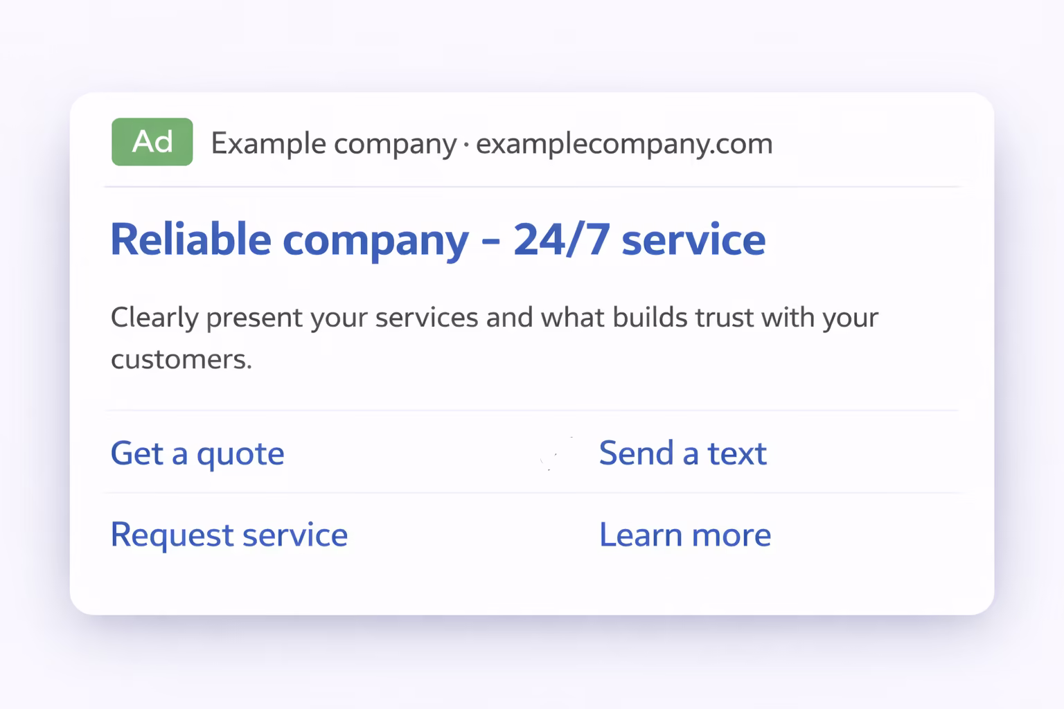 Google Search Ads example preview
