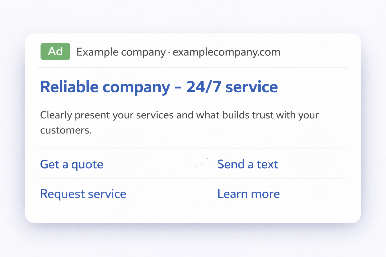 Search ad example preview